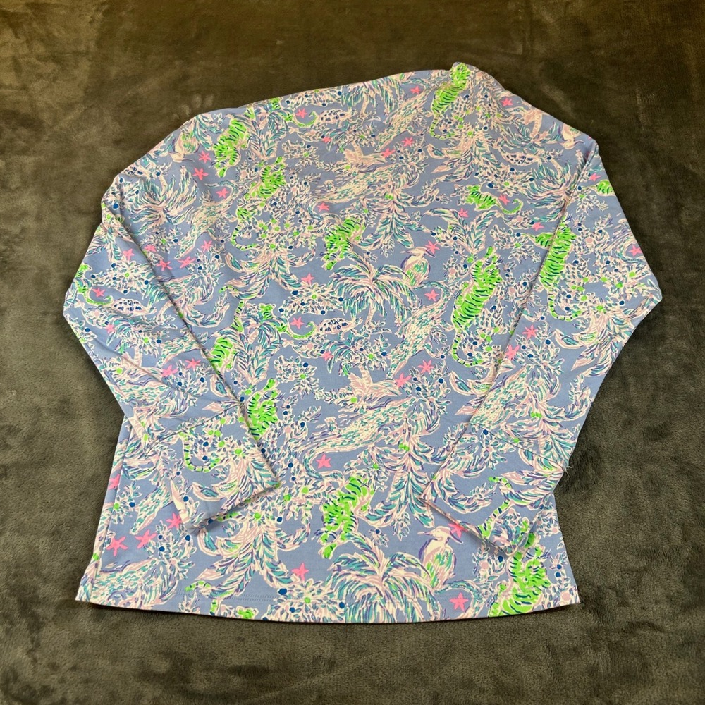 Lilly Pulitzer Sheera One Shoulder Top Blue Peri The Turtle Package Women XS EUC